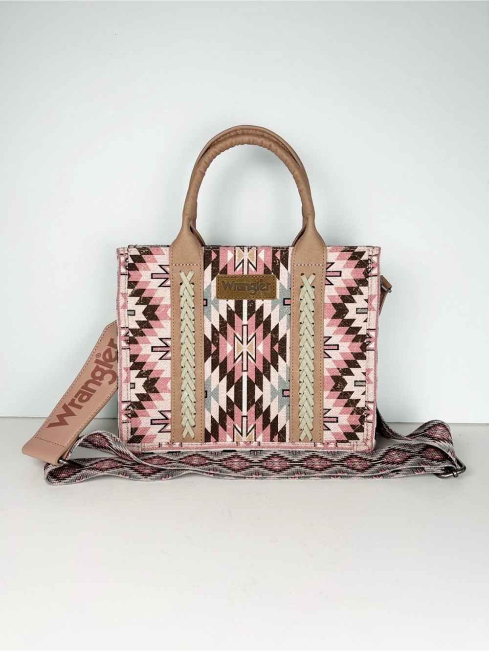 Wrangler Phoenix Aztec Western Pink Crossbody Tote Bag Purse Satchel